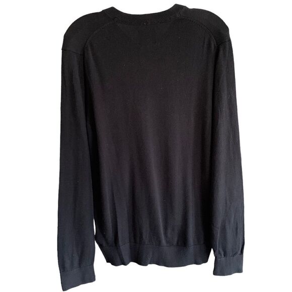 Abercrombie & Fitch Black Pima Cotton V Neck Sweater Sz L - Picture 2 of 6